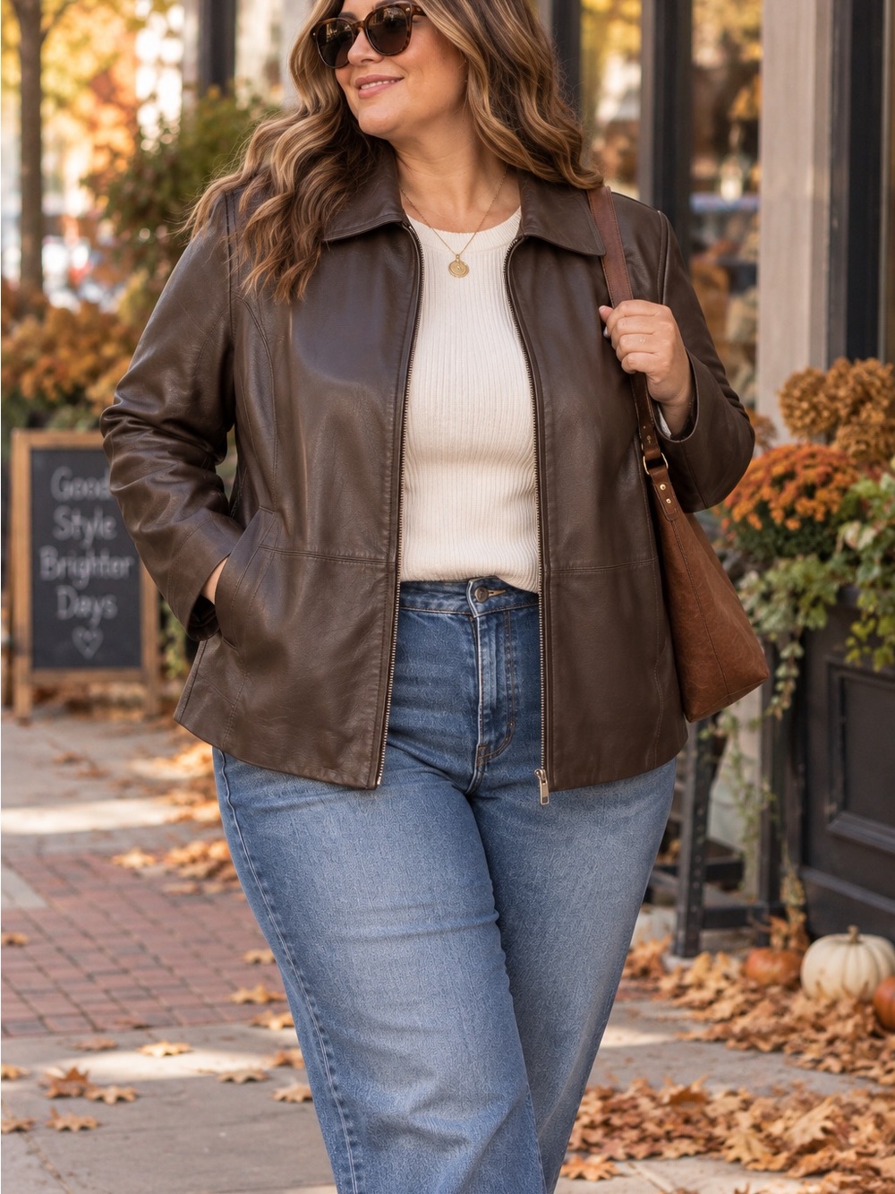 Vintage 90s Bill Blass Blassport Brown Leather Jacket XXL